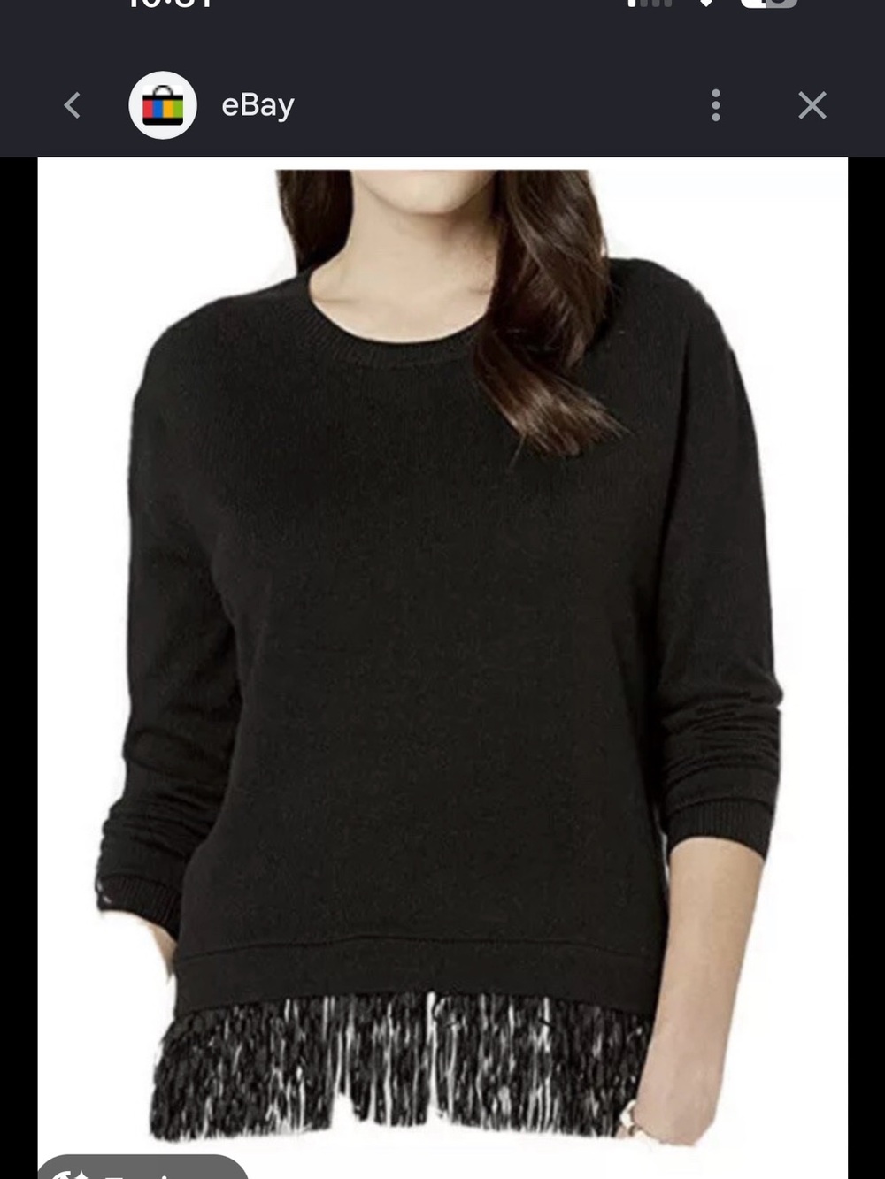 Lilly Pulitzer Black Crewneck Sweater with Fringe Trim - Picture 7 of 7